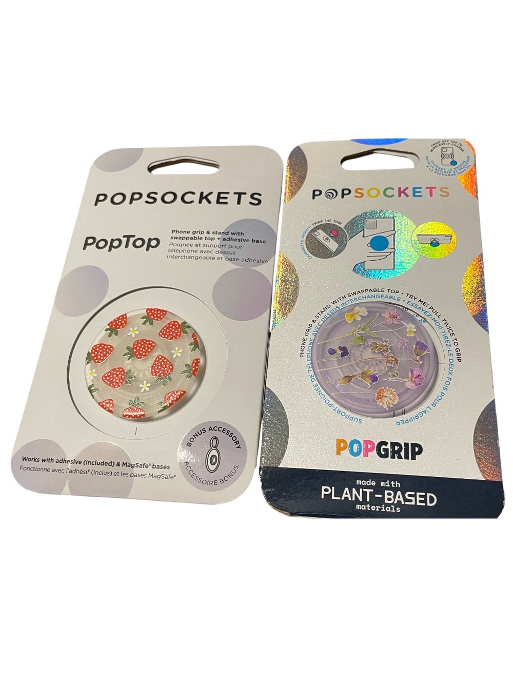 PopSockets Swappable PopGrip Set & PopGrip Phone Grips Strawberry Floral Design